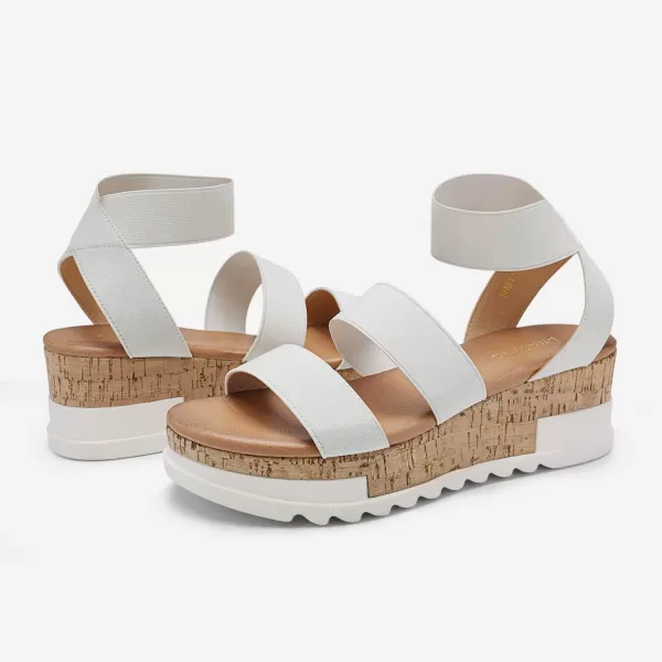 imageDREAM PAIRS Womens Open Toe Ankle Strap Casual Flatform Platform SandalsWhite
