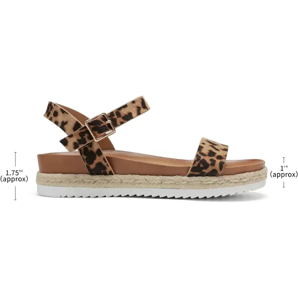 imageDREAM PAIRS Womens Open Toe Ankle Strap Espadrille Casual Flatform Platform Wedge SandalsLeopardSuede