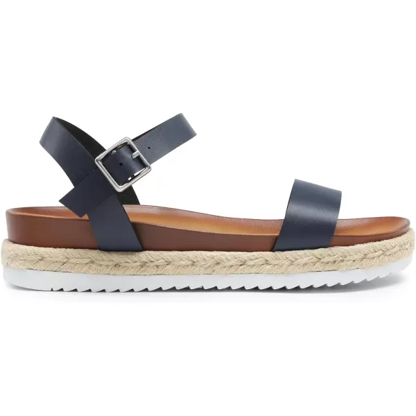 imageDREAM PAIRS Womens Open Toe Ankle Strap Espadrille Casual Flatform Platform Wedge SandalsNavypu