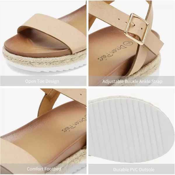 imageDREAM PAIRS Womens Open Toe Ankle Strap Espadrille Casual Flatform Platform Wedge SandalsNudePu