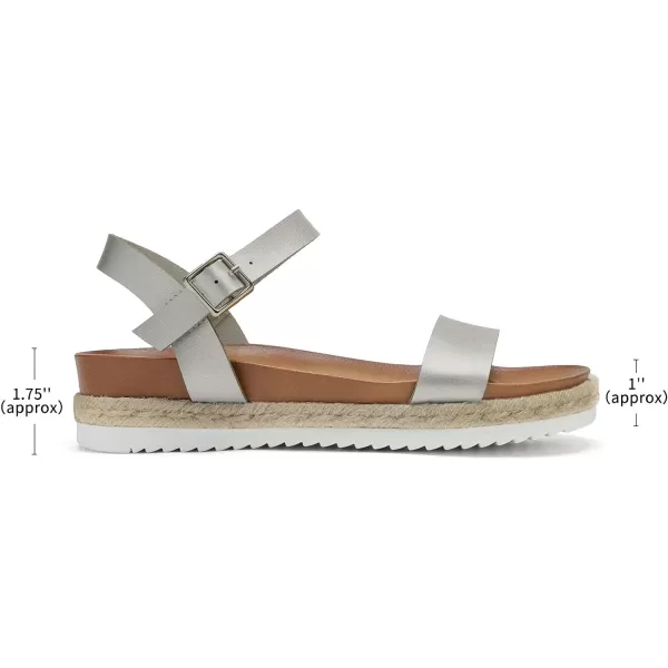 imageDREAM PAIRS Womens Open Toe Ankle Strap Espadrille Casual Flatform Platform Wedge SandalsSilverPu