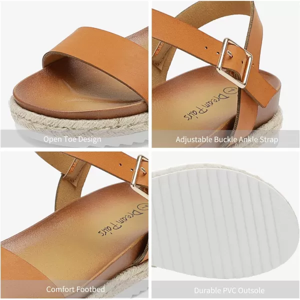 imageDREAM PAIRS Womens Open Toe Ankle Strap Espadrille Casual Flatform Platform Wedge SandalsTanPu