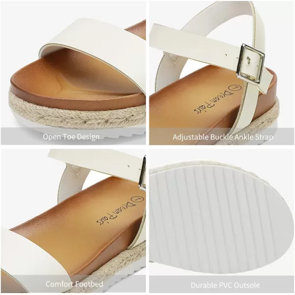 imageDREAM PAIRS Womens Open Toe Ankle Strap Espadrille Casual Flatform Platform Wedge SandalsWhitePu