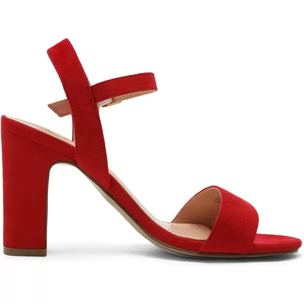 imageDREAM PAIRS Womens Open Toe Ankle Strap High Chunky Heel Sandals1redSuede