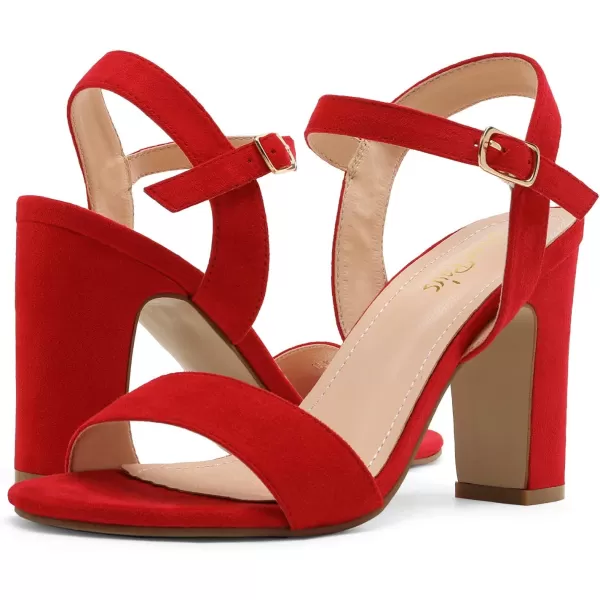 imageDREAM PAIRS Womens Open Toe Ankle Strap High Chunky Heel Sandals1redSuede