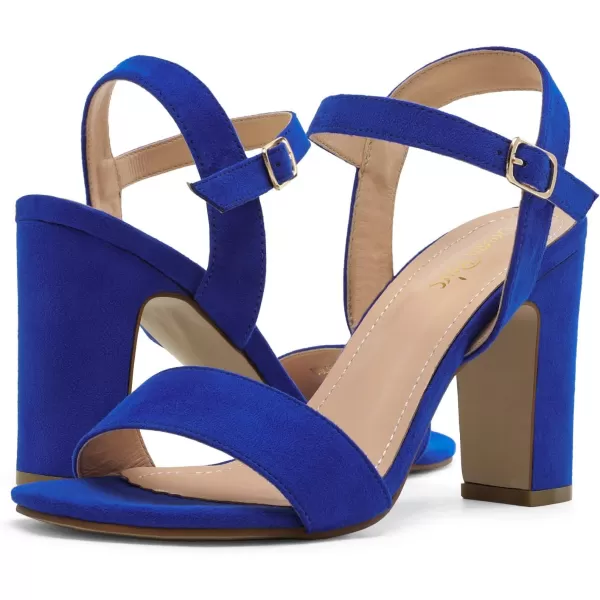 imageDREAM PAIRS Womens Open Toe Ankle Strap High Chunky Heel Sandals1royalBlueSuede