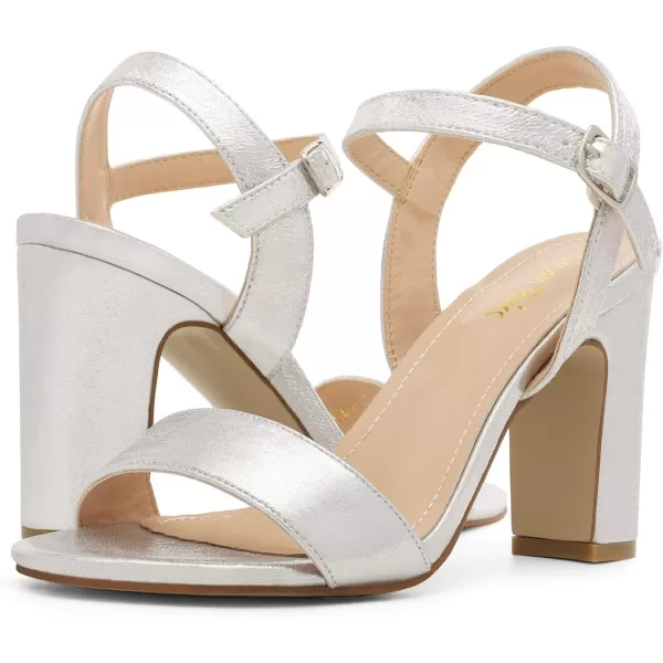 imageDREAM PAIRS Womens Open Toe Ankle Strap High Chunky Heel Sandals1silver