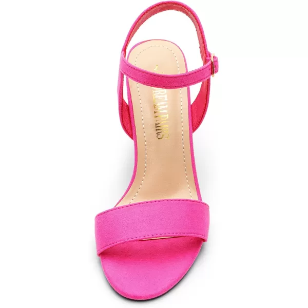 imageDREAM PAIRS Womens Open Toe Ankle Strap High Chunky Heel SandalsHot Pinksuede