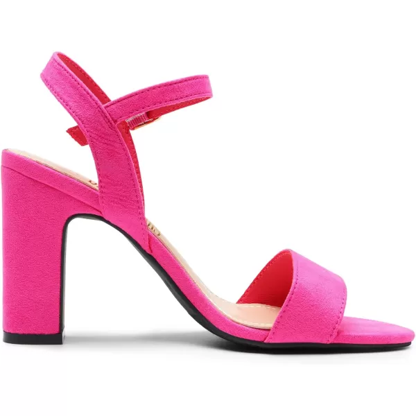imageDREAM PAIRS Womens Open Toe Ankle Strap High Chunky Heel SandalsHot Pinksuede