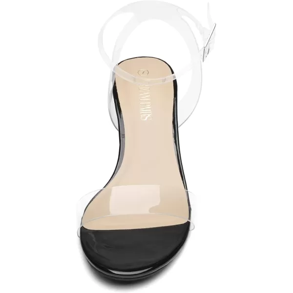 imageDREAM PAIRS Womens Open Toe Ankle Strap Low Block Chunky Heels Sandals Party Dress Pumps ShoesBlackClear