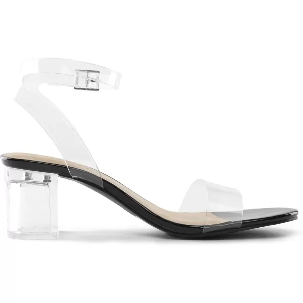 imageDREAM PAIRS Womens Open Toe Ankle Strap Low Block Chunky Heels Sandals Party Dress Pumps ShoesBlackClear