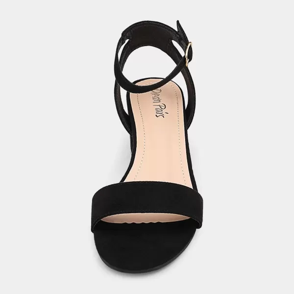 imageDREAM PAIRS Womens Open Toe Ankle Strap Low Block Chunky Heels Sandals Party Dress Pumps ShoesBlackSuede1