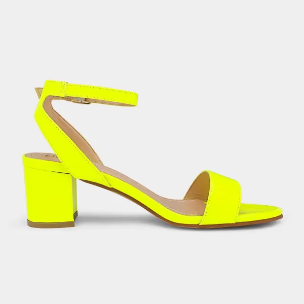 imageDREAM PAIRS Womens Open Toe Ankle Strap Low Block Chunky Heels Sandals Party Dress Pumps ShoesNeonLimePu