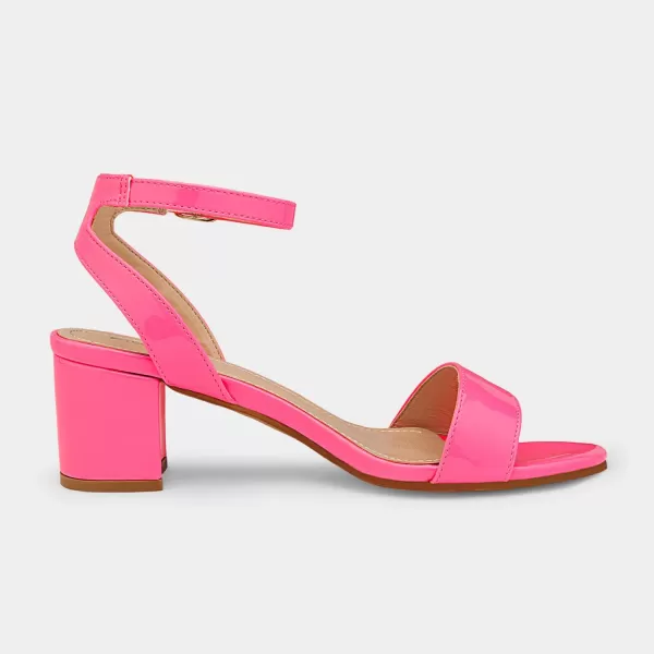 imageDREAM PAIRS Womens Open Toe Ankle Strap Low Block Chunky Heels Sandals Party Dress Pumps ShoesNeonPinkPu