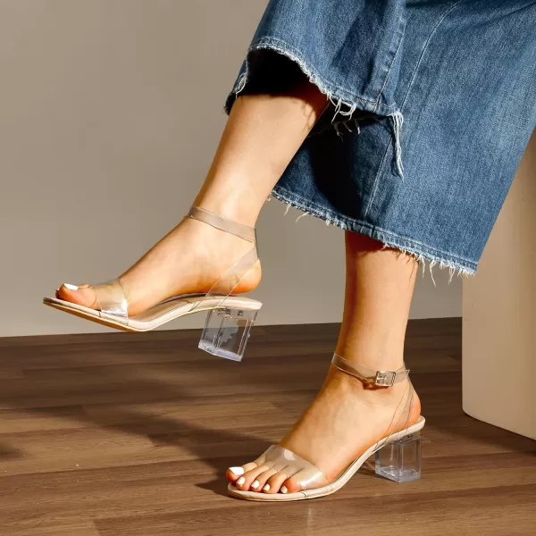 imageDREAM PAIRS Womens Open Toe Ankle Strap Low Block Chunky Heels Sandals Party Dress Pumps ShoesNudeClear