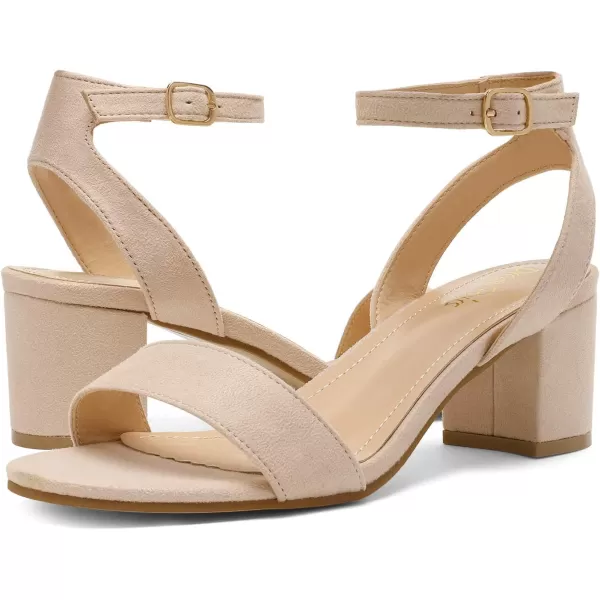imageDREAM PAIRS Womens Open Toe Ankle Strap Low Block Chunky Heels Sandals Party Dress Pumps ShoesNudeSuede