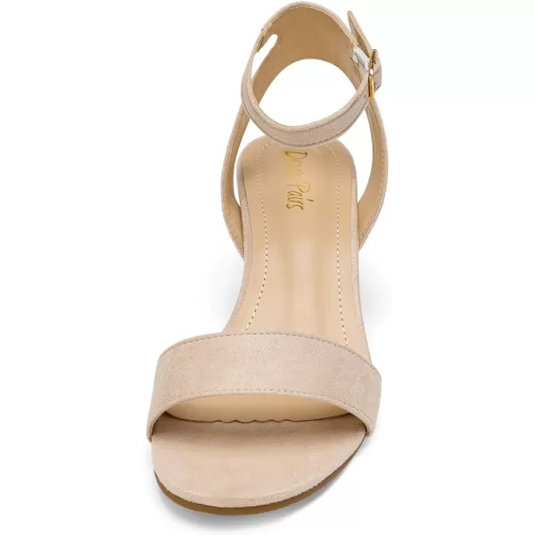 imageDREAM PAIRS Womens Open Toe Ankle Strap Low Block Chunky Heels Sandals Party Dress Pumps ShoesNudeSuede