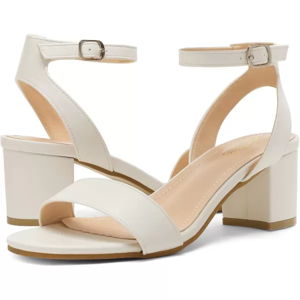 imageDREAM PAIRS Womens Open Toe Ankle Strap Low Block Chunky Heels Sandals Party Dress Pumps ShoesWhitePu