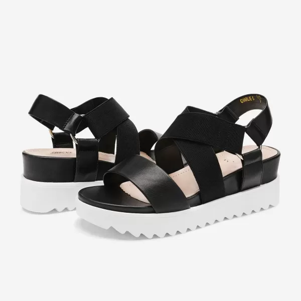 imageDREAM PAIRS Womens Open Toe Ankle Strap Platform Wedge SandalsBlack