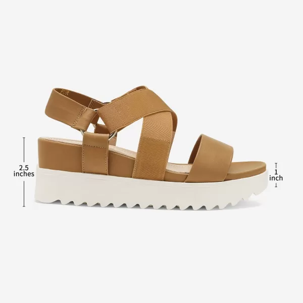 imageDREAM PAIRS Womens Open Toe Ankle Strap Platform Wedge SandalsCamel
