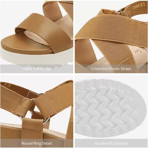imageDREAM PAIRS Womens Open Toe Ankle Strap Platform Wedge SandalsCamel