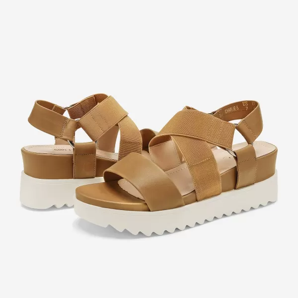 imageDREAM PAIRS Womens Open Toe Ankle Strap Platform Wedge SandalsCamel