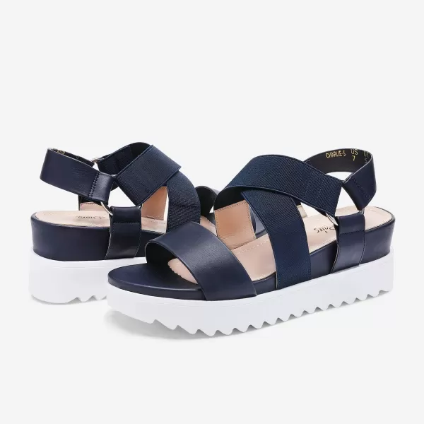 imageDREAM PAIRS Womens Open Toe Ankle Strap Platform Wedge SandalsNavy