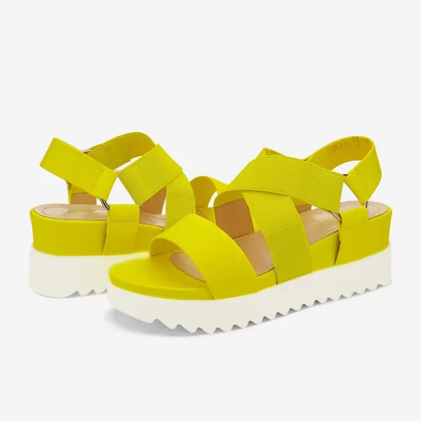 imageDREAM PAIRS Womens Open Toe Ankle Strap Platform Wedge SandalsNeonLime