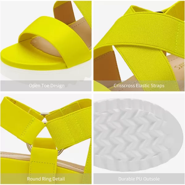 imageDREAM PAIRS Womens Open Toe Ankle Strap Platform Wedge SandalsNeonLime