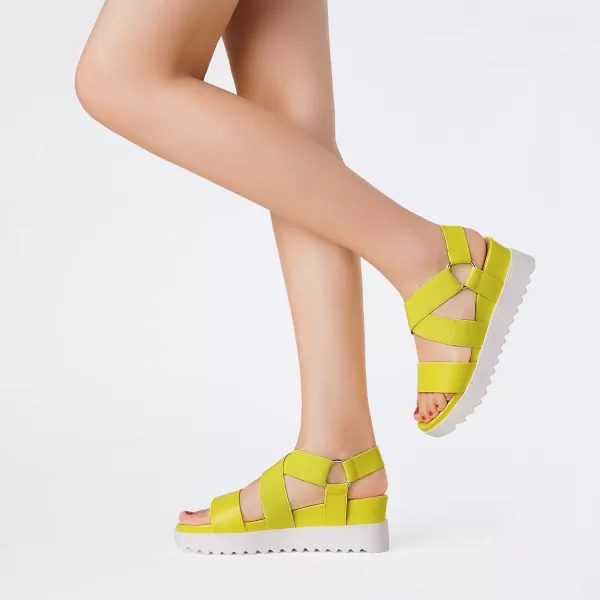 imageDREAM PAIRS Womens Open Toe Ankle Strap Platform Wedge SandalsNeonLime