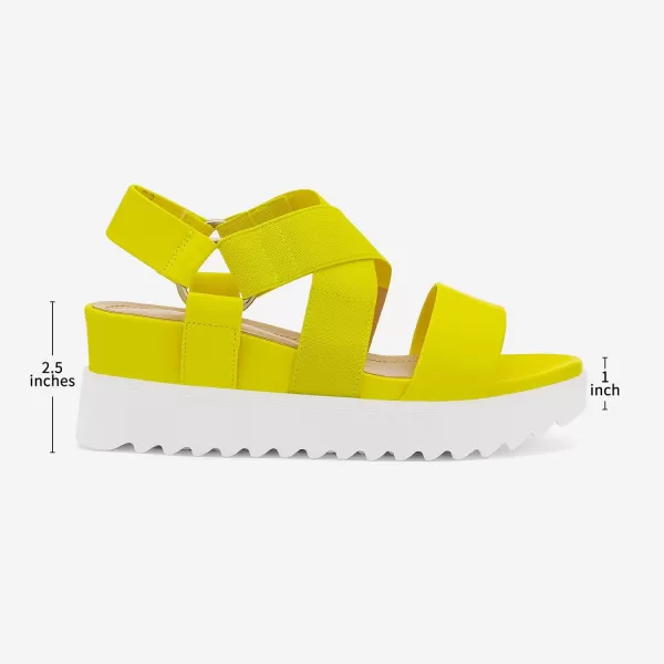imageDREAM PAIRS Womens Open Toe Ankle Strap Platform Wedge SandalsNeonLime