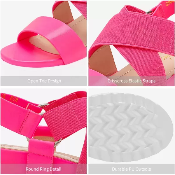 imageDREAM PAIRS Womens Open Toe Ankle Strap Platform Wedge SandalsNeonPink
