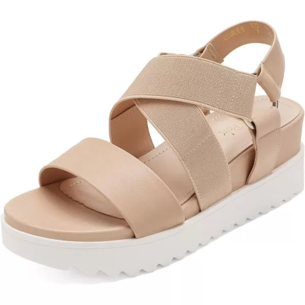 imageDREAM PAIRS Womens Open Toe Ankle Strap Platform Wedge SandalsNude