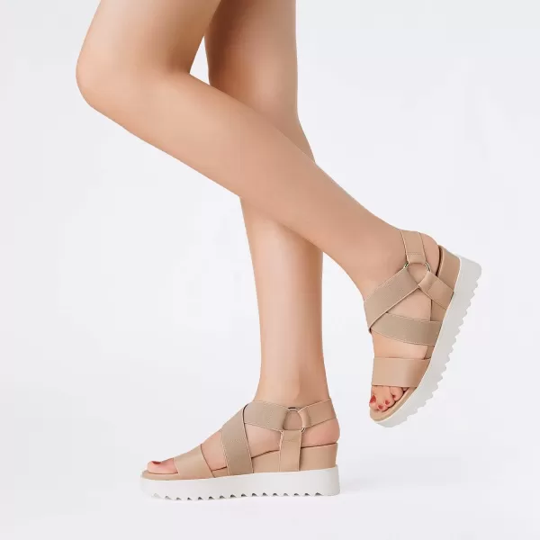 imageDREAM PAIRS Womens Open Toe Ankle Strap Platform Wedge SandalsNude