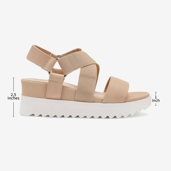 imageDREAM PAIRS Womens Open Toe Ankle Strap Platform Wedge SandalsNude