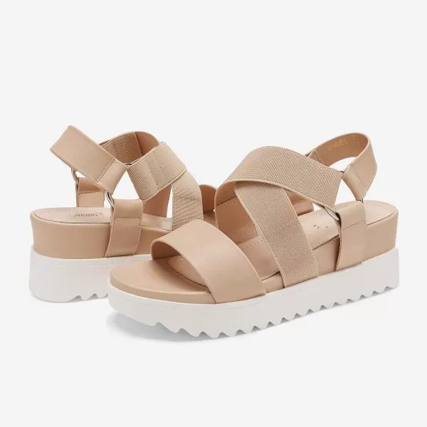 imageDREAM PAIRS Womens Open Toe Ankle Strap Platform Wedge SandalsNude