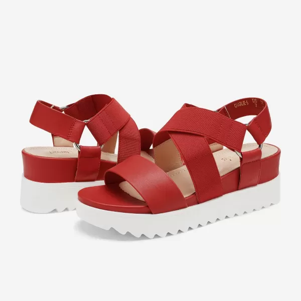 imageDREAM PAIRS Womens Open Toe Ankle Strap Platform Wedge SandalsRed