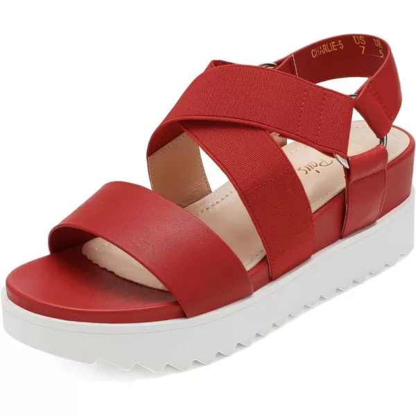 imageDREAM PAIRS Womens Open Toe Ankle Strap Platform Wedge SandalsRed