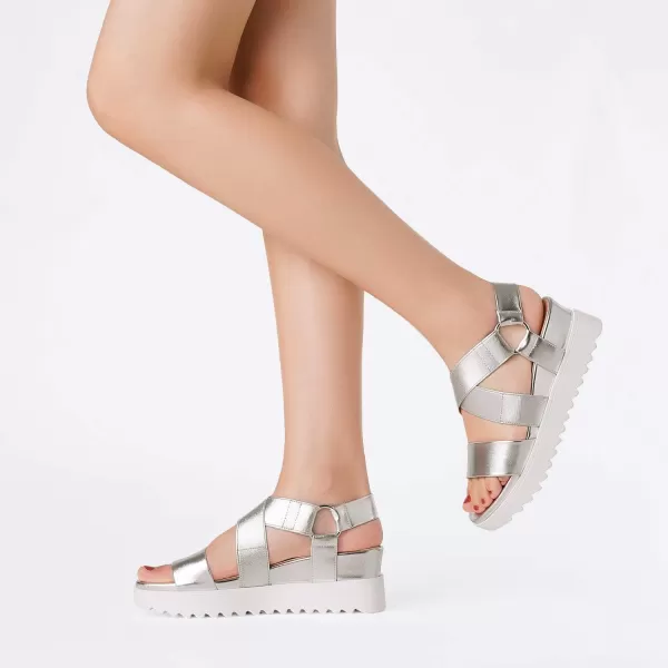 imageDREAM PAIRS Womens Open Toe Ankle Strap Platform Wedge SandalsSilver