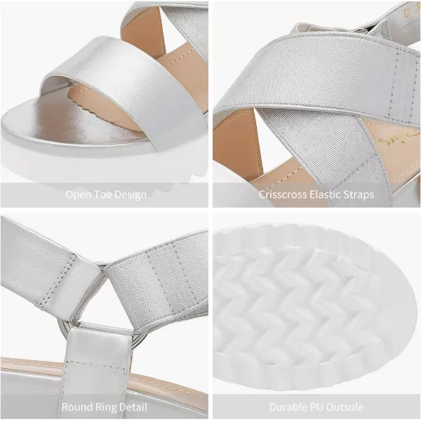 imageDREAM PAIRS Womens Open Toe Ankle Strap Platform Wedge SandalsSilver