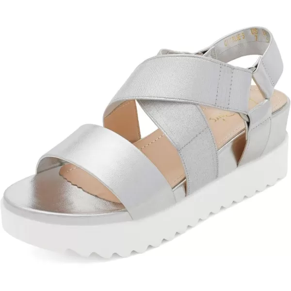 imageDREAM PAIRS Womens Open Toe Ankle Strap Platform Wedge SandalsSilver
