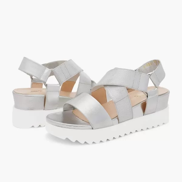imageDREAM PAIRS Womens Open Toe Ankle Strap Platform Wedge SandalsSilver
