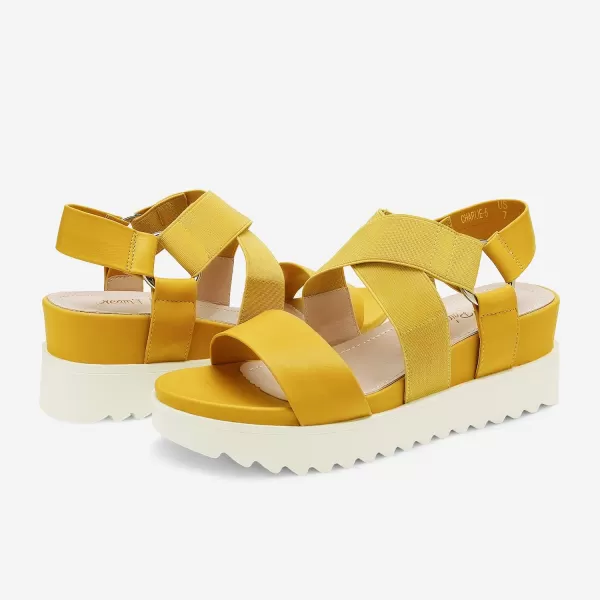 imageDREAM PAIRS Womens Open Toe Ankle Strap Platform Wedge SandalsYellow
