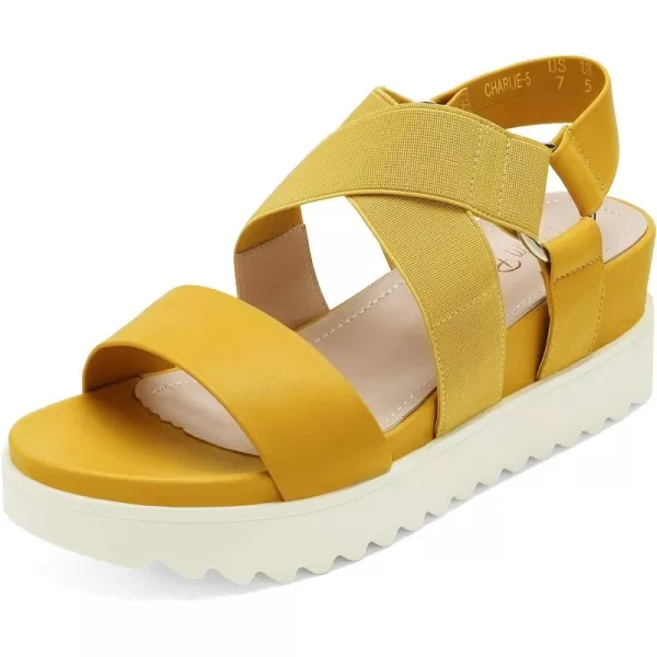 imageDREAM PAIRS Womens Open Toe Ankle Strap Platform Wedge SandalsYellow