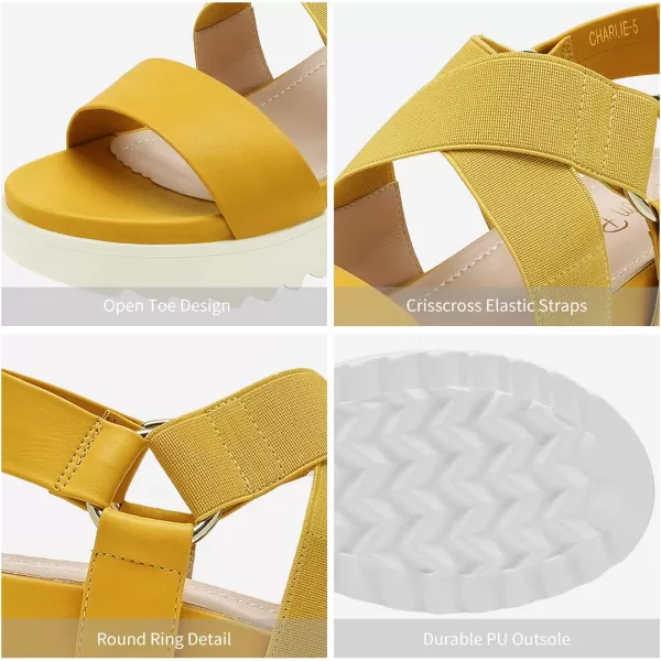 imageDREAM PAIRS Womens Open Toe Ankle Strap Platform Wedge SandalsYellow