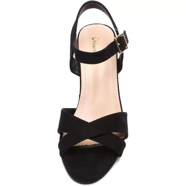 imageDREAM PAIRS Womens Open Toe Ankle Strap Sparkly Strappy Chunky Heel Pump Sandals1blackSuede