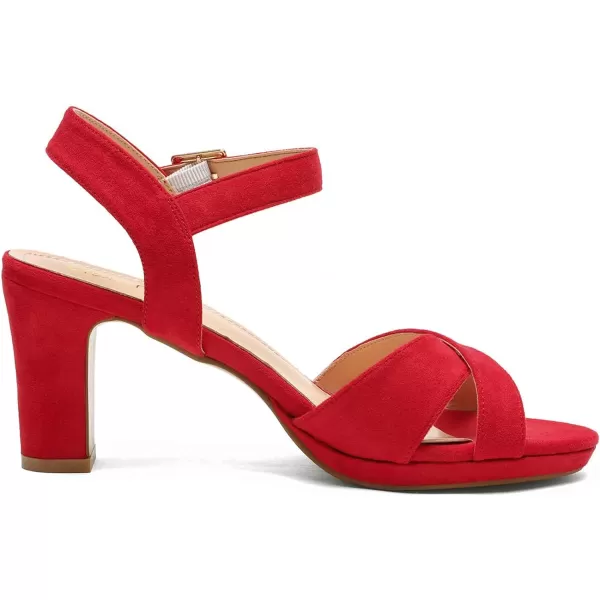 imageDREAM PAIRS Womens Open Toe Ankle Strap Sparkly Strappy Chunky Heel Pump Sandals1redSuede