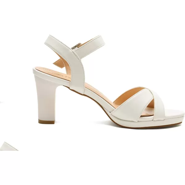 imageDREAM PAIRS Womens Open Toe Ankle Strap Sparkly Strappy Chunky Heel Pump Sandals1whitePu