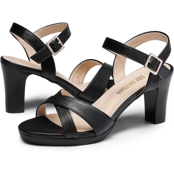 imageDREAM PAIRS Womens Open Toe Ankle Strap Sparkly Strappy Chunky Heel Pump SandalsBlackpu