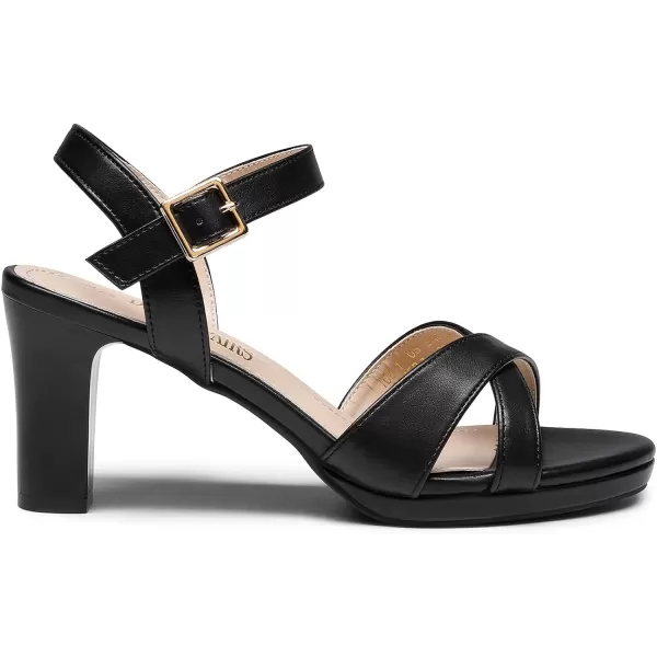 imageDREAM PAIRS Womens Open Toe Ankle Strap Sparkly Strappy Chunky Heel Pump SandalsBlackpu